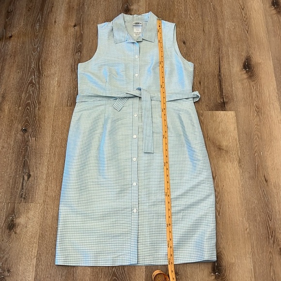 Laura Ashley 100% Silk Gingham Sleeveless Button-Down Dress Size 12 - Picture 8 of 15